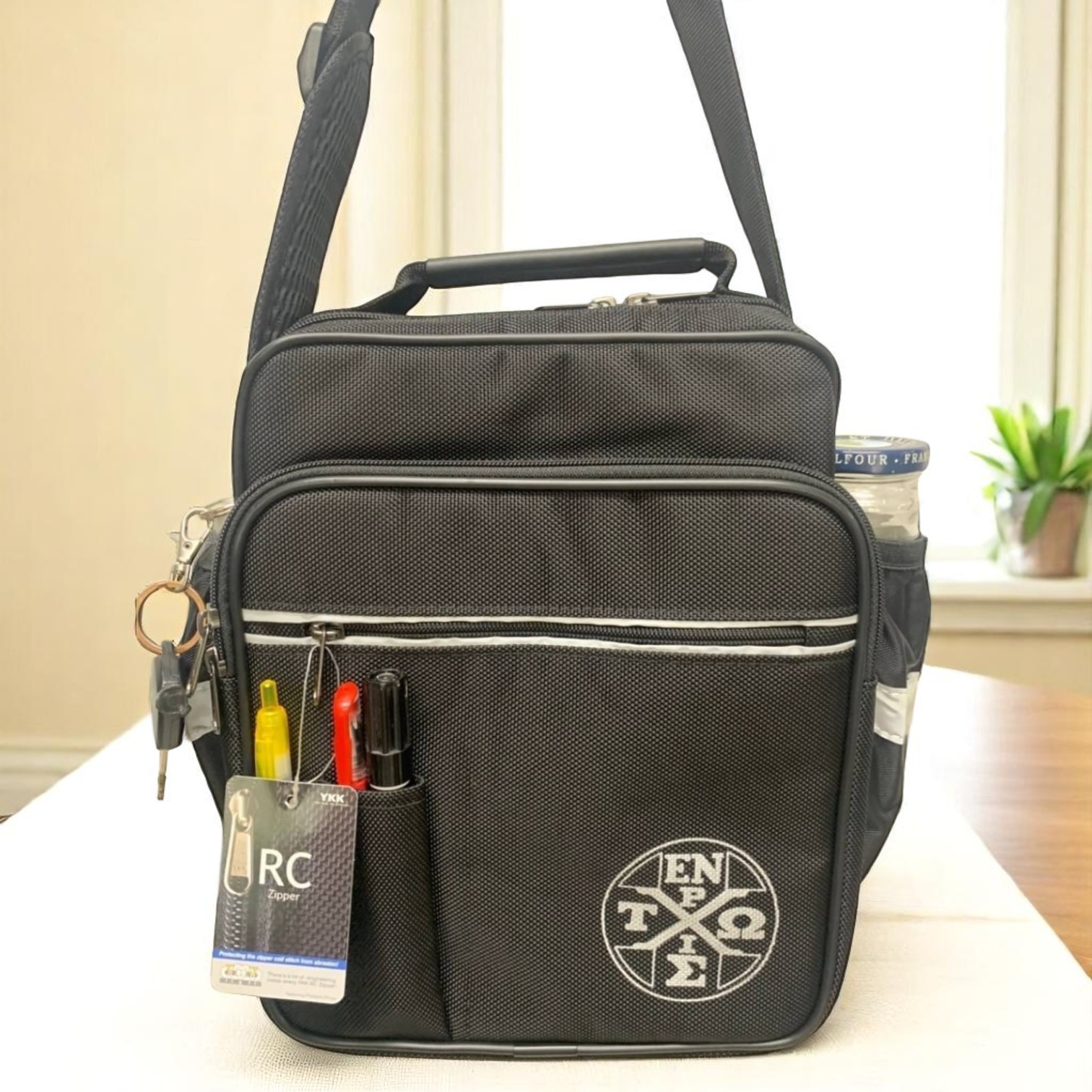 反光直立多隔層手堤側背包